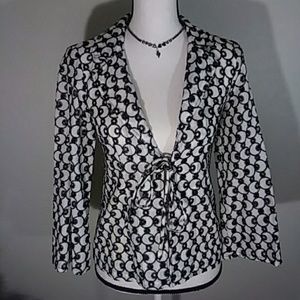 Peck & Peck Womens White Black Eyelet Jacket